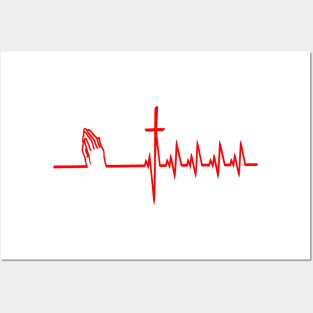 Christianity, Heartbeat icon, cross, heart & prayer Posters and Art